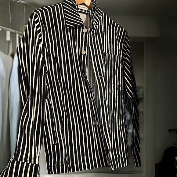Marimekko Oksilla Piccolo Stripe Jacket. Off-White, Black - Picture 11 of 15